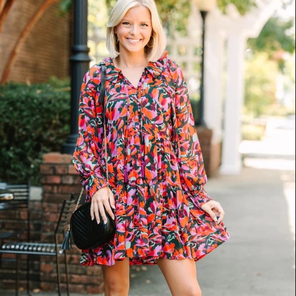 entro Dresses & Skirts - NWT Entro Babydoll Multicolor Long Sleeve Boutique Dress size small Boho